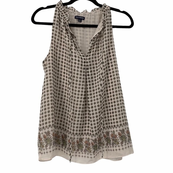 Max‎ Edition Cream Green Boho Print Sleeveless Top - Picture 1 of 7